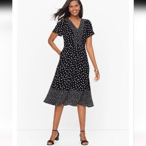 Talbots Flutter Sleeve Midi Dress Plus Size 16 W